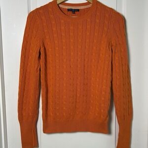 Gap Long Sleeve Orange Cable‎ Knit Angora Blend Sweater Preppy Autumn Core Style